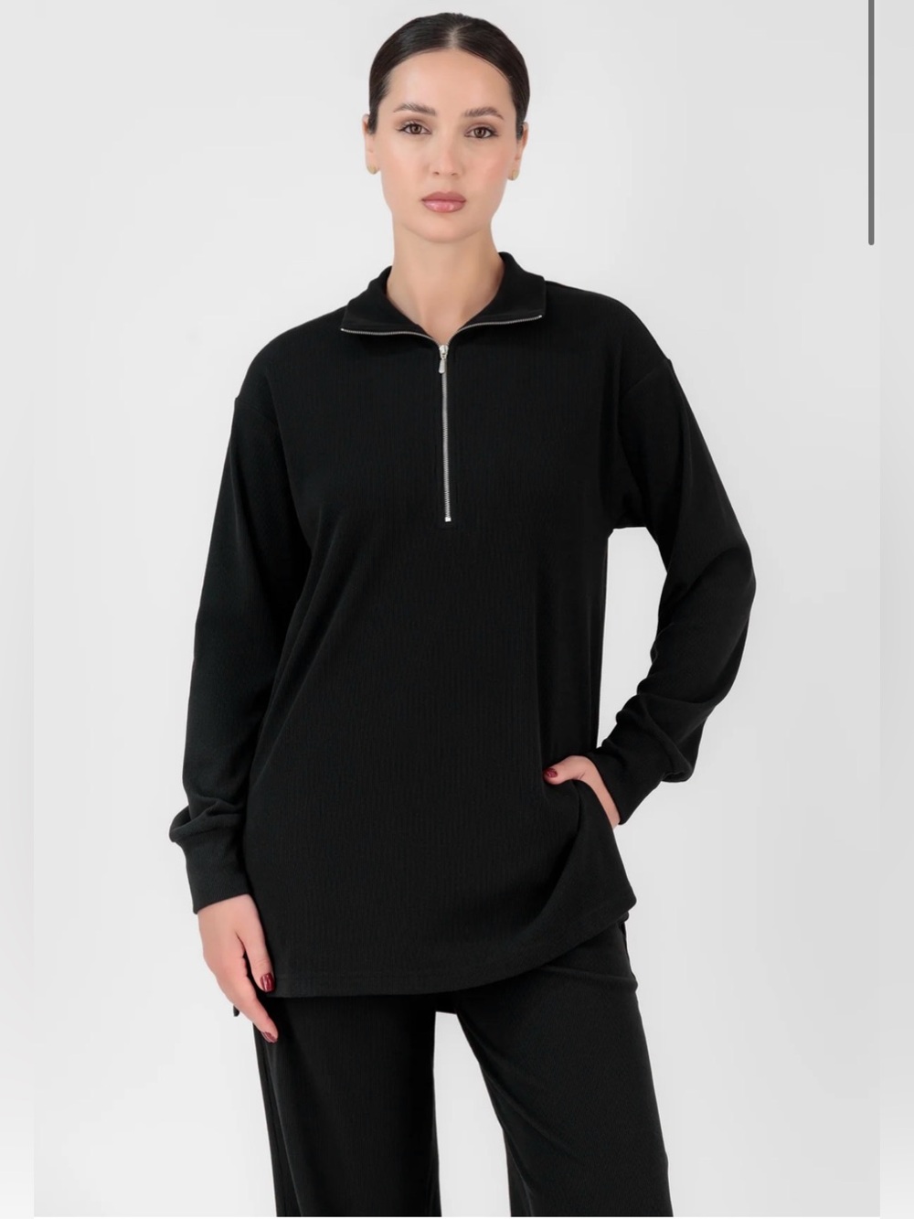 FARES Velour Knit Set Black Size S
